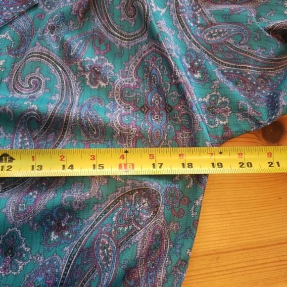 Vintage 70s 80s Secretary Office Midi Dress Blue Paisley Career Boho MCM… - Picture 12 of 13